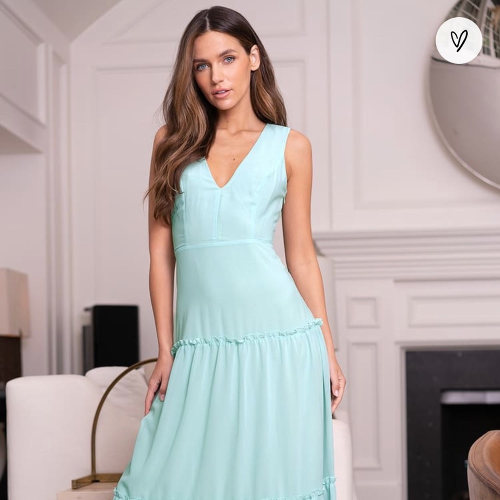 Lulus It's a Beautiful Day Mint Sleeveless Tiered Maxi Dress